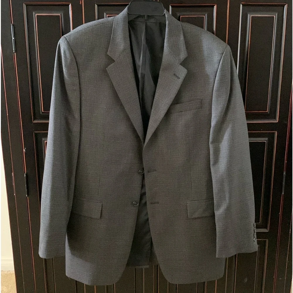 Ralph Lauren 42L Gray Houndstooth Wool Sport Coat Vtg 90s Union Made Teamster